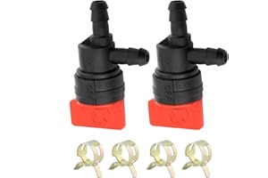 Panari 1/4" 90 Degree Fuel Shut Off Valve with Clamps for 698181 494539 697944 Tecumseh 35857 Lawnmower (Pack of 2)