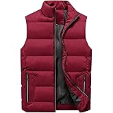 Locachy Men's Outdoor Casual Full Zipper Stand Collar Padded Vest Coats Sleeveless Jacket