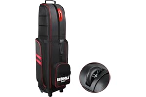 BYBOMYA Golf Travel Bags for Airlines Heavy Duty 1680D Oxford Padded Golf Bag with Wheels Wear and Abrasion Resistant Travel Bag Unique Base Design