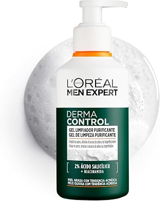 L'Oréal Paris Men Expert Derma Control Gel de Limpeza Purificante com Ácido Salicílico e Niacinamida Para Pele Oleosa com Tendência para Acne