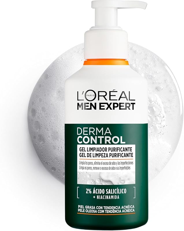 L'Oréal Paris Men Expert Derma Control Gel de Limpeza Purificante com Ácido Salicílico e Niacinamida Para Pele Oleosa com Tendência para Acne — foto 1 de 7