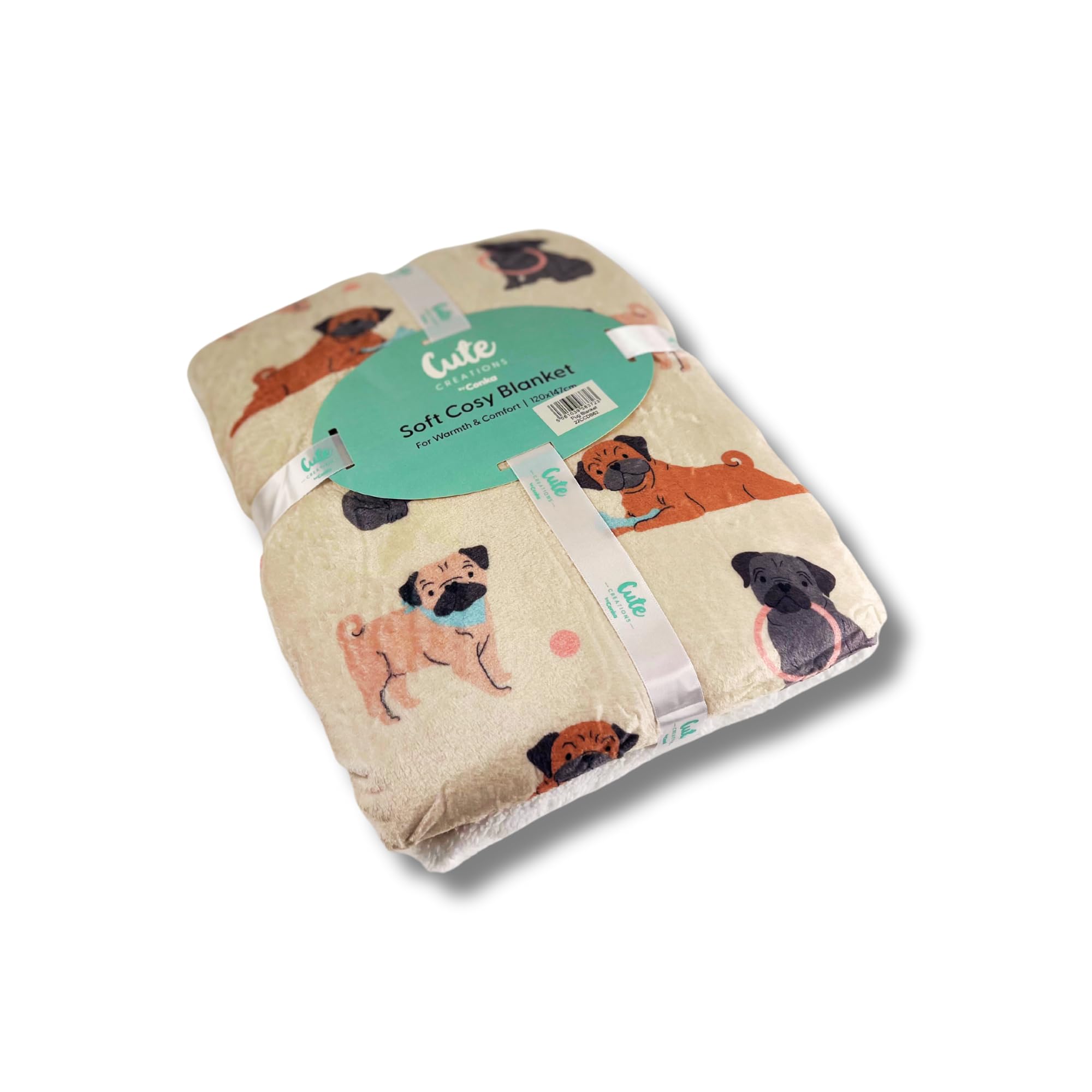 P Dot Wolf Cute Creations Dog Blanket Throw Reversible Dog Printed Blanket for Kids Teens Adults Dogs Soft Warm Microfiber Fleece Solid Blanket for Bed, Couch and Travel (Large, Pug)