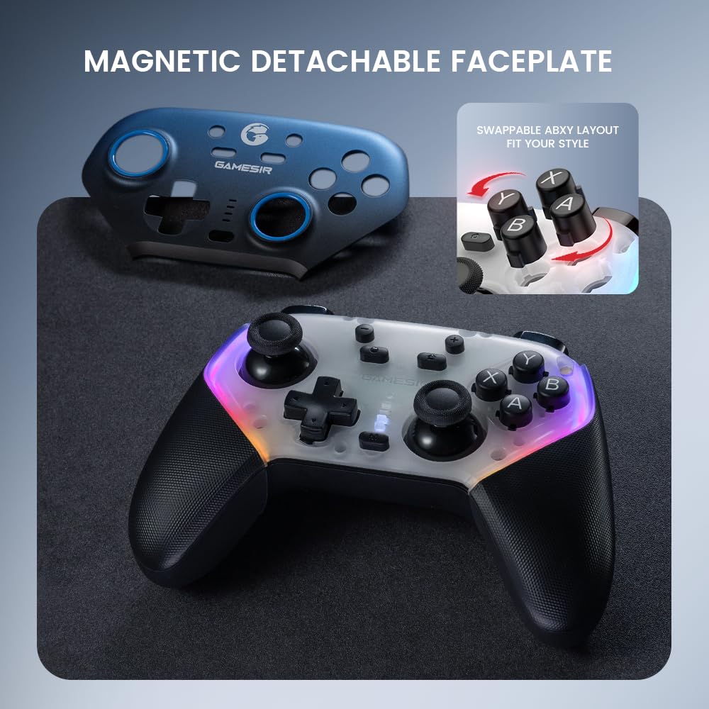 GameSir Super Nova Wireless Gaming Controller for PC/Switch/Switch 2/iOS/Android, 1000Hz Polling Rate, Hall Effect Stick & Trigger, Rubberized Grips, RGB Lighting, 1000mAh - Blue