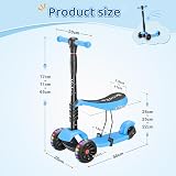YOLEO 3-in-1 Children`s Scooter with Removable Seat LED Wheels Height Adjustable view 3