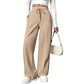 PINSPARK Wide Leg Sweatpants Women High Waisted Baggy Sweat Pants Elastic Elevated Seams Loose Active Pants with Pockets
