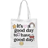 FISWAFY Inspirational Tote Bags for Women, It's a Good Day to Have Good Day Preppy Aesthetic Canvas Tote Bag, Motivational Positive Affirmations Gifts for Women, Reusable Grocery Shopping Bags