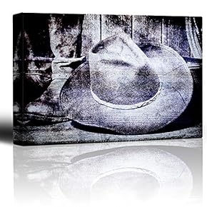 Cowboy hat and Boots on a Vintage Wood...