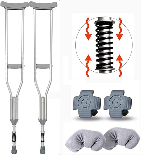Amazon Co Jp ダンピングスプリング ペア の脇の下の成人医療松葉杖 高さ調整可能 頑丈 脇の下の腫れの痛みを避ける 2x松葉杖のヒント ホーム キッチン