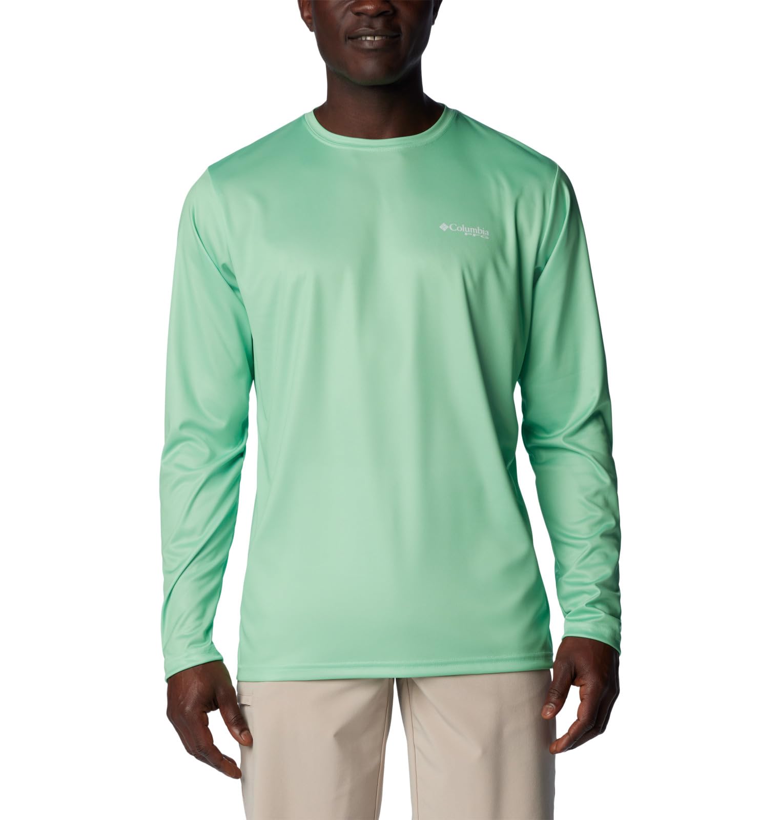 Columbia Men's Terminal Tackle PFG Fish Flag Long Sleeve, Ocean Mint/Ocean Blue Offshore Slam, X-Small Image Columbia Men's Terminal Tackle PFG Fish Flag Long Sleeve, Ocean Mint/Ocean Blue Offshore Slam, X-Small Image