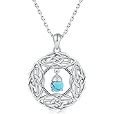 JLYY Turquoise Necklaces for Women Sterling Silver Pendant Necklace Dara Knot Amulet for Strength Wisdom Positivity Gifts for Her Him Teens Adjustable 18+2 Inch