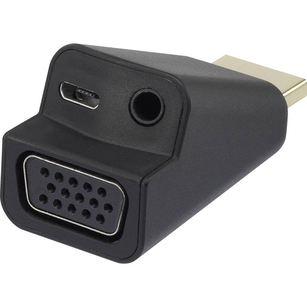 Renkforce RF-4149768 HDMI/VGA Adapter [1x HDMI Male to 1x VGA Female, Jack Socket 3.5 mm] Black
