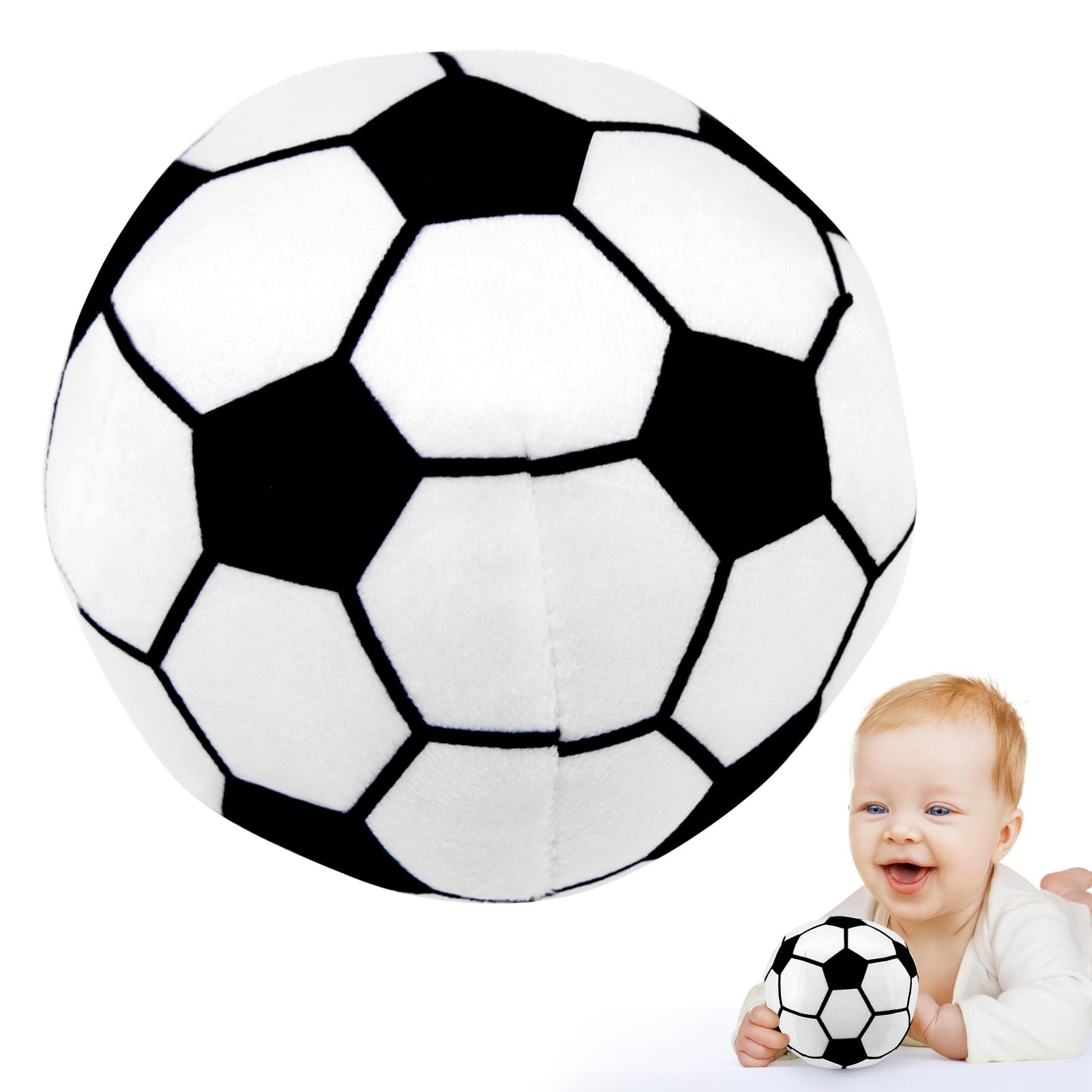 LEADSTAR 3.1" My First Soccer Ball,Mini Plush Baby Soccer Ball Rattle Toy - Classic Black & White - Soft Infants Stuffed Pillow Toys- Play Sports Toy Great Gift for Boys and Girls 0-36 Months