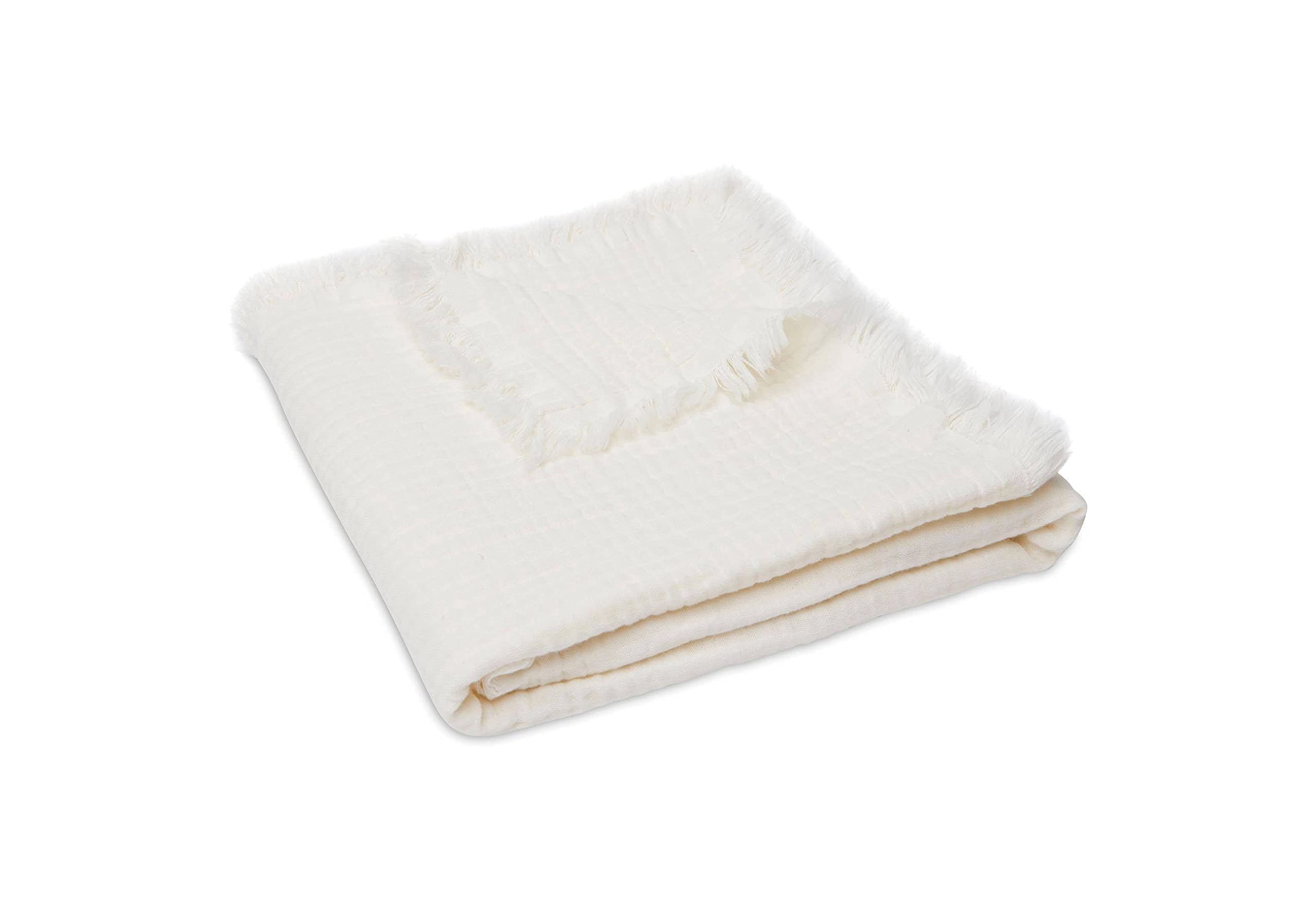Jollein 521-511-66041 Muslin Fringe Baby Blanket (75 x 100 cm) Ivory