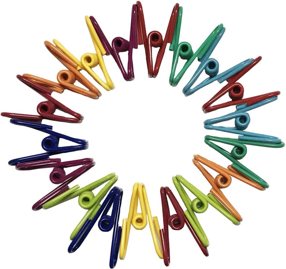 Canyoze 40Pcs Colorful Multipurpose PVC-coated Steel Wire Clip, Clothes Pins, Utility Clips Hooks for Home & Office
