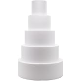 Crafare 5 Tier Round Foam Cake Dummy Decorating 4&ldquo; 6&rdquo; 8&ldquo; 10&rdquo; 12&ldquo; Supplies for Wedding Baby Shower Birthday Party Cake Decoration 17.7 Inches Tall
