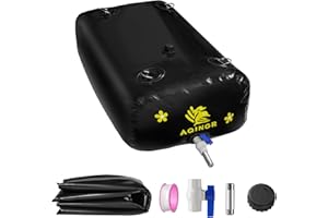 AQINGR Portable Water Storage Bladder Portable PVC Water Reservoir with valves and Overflow Kit Containers Foldable Water Tank for Outdoor Use Fire Protection Agricultural Irrigation Black 87 Gallons(330L)
