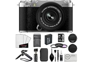 FUJIFILM X-M5 Mirrorless Camera with XC 15-45mm f/3.5-5.6 Lens | Silver Bundle with 64GB Memory Card + Battery & Charger + Gr