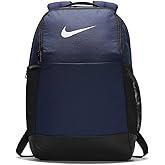 Nike Brasilia Medium Training Nike Backpack for Women and Men with Secure Storage & Water Resistant Coating, Midnight Navy/Black/White