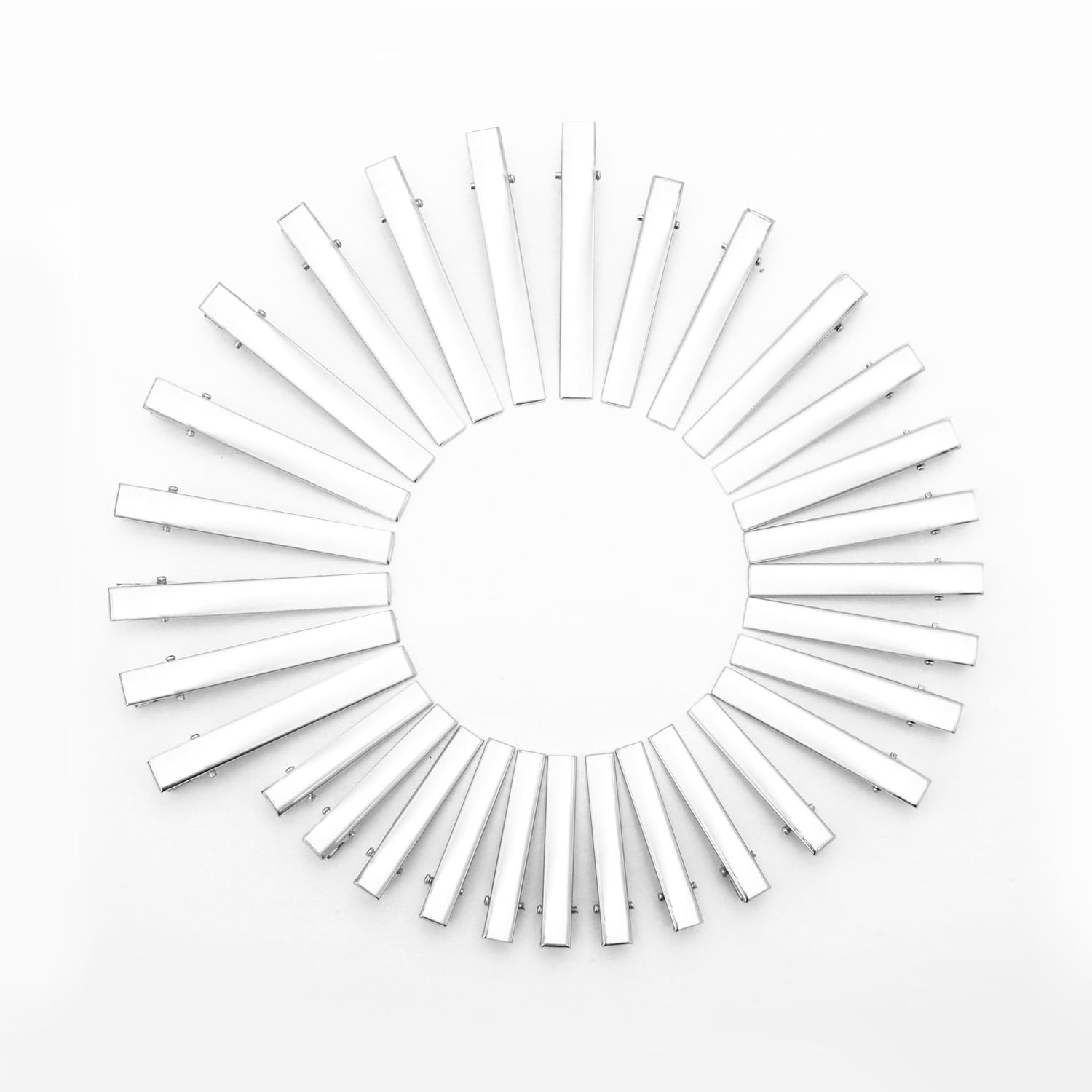 Wynameleri 60Pcs Plain Hair Slide Clips - Silver Grey, Small and Large Barrettes for Fine Hair - Metal Clips for Women - 45Mm/60Mm/80Mm + 46Mm/56Mm/66Mm Sizes — image 1