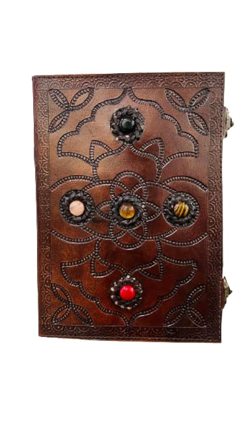 OVERDOSE Hand Embossed Stone Leather Journal - Handmade Antique Stone Journal For Students & Office For Men And Women Diary Sketchbook Drawing Notebook - Size 7 X 10 Inches | 17 X 25 cm | A4