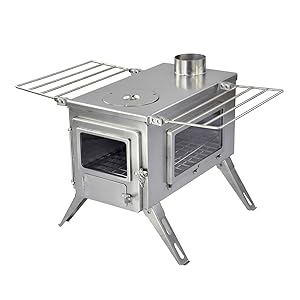 Winnerwell Nomad View Large Tent Stove | Portable Wood Burning Stove for Tents, Shelters, and Camping | 1500 Cubic Inch Firebox | Precision Stainless Steel Construction | Includes Chimney Pipe