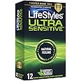 LifeStyles Ultra Sensitive Natural Feeling Lubricated Latex Condoms, 12 Count (Packaging May Vary)