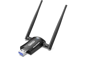 Wireless WiFi Adapter for Desktop PC - QGOO AC1300Mbps USB 3.0 Network Dongle with 5dBi High Gain Dual Antennas, 2.4GHz/5GHz Dual Band for Laptop Computer Compatible Windows11/10/8