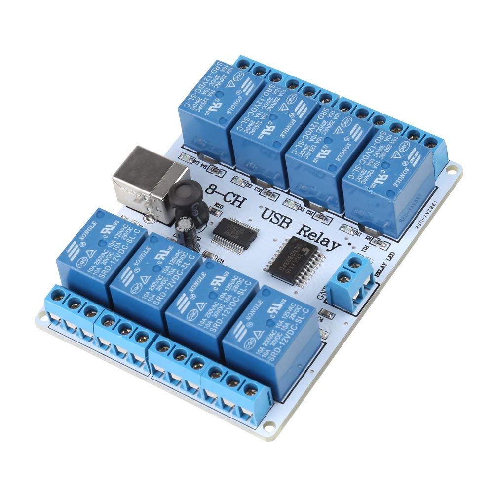 Type B USB Relay 8-channel 12VDC Type-B USB Relay Board Module Controller DC for Automation Robotics