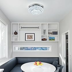 HOPGGIE 11.8" 2-Tier Crystal Chandelier LED Ceiling