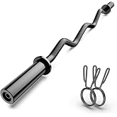 Olympic EZ Curl Barbell Bar 47", 2-Inch Curl Bars for Weight Lifting | Hip Thrusts,Squat,Biceps-Home Gym Chrome Curling Bar for 2 Inch Weight Plates -2 Spring Collars(500lb Weight Capacity)