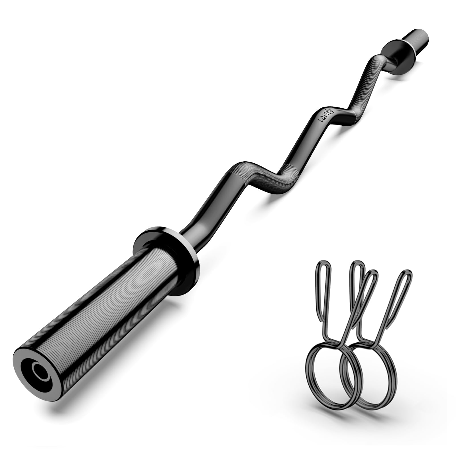 Photo 1 of Olympic EZ Curl Barbell Bar 47", 2-Inch Curl Bar for Weight Lifting,Hip Thrusts,Squat,Biceps-Home Gym Weight Bar, Chrome Curling Bar for 2 Inch Weight Plates -2 Spring Collars(500lb Weight Capacity)