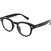 NULOOQ Retro Round Glasses for Men Women Non-prescription Clear Lens Glasses Vintage Circle Thick Frame Eyewear