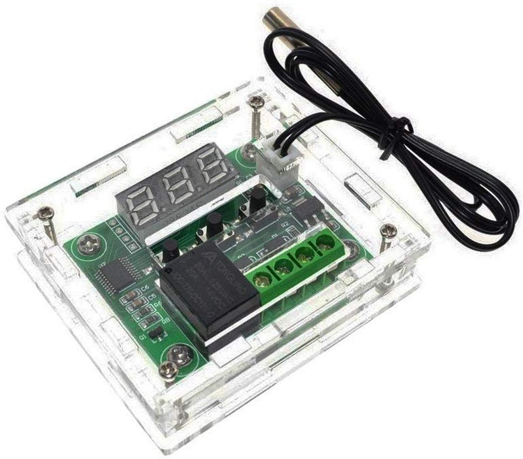 Temperature Controller Board Cooling W1209 Digital Thermostat DC 12V -50-110℃ with Waterproof Sensor Probe and Acrylic Case