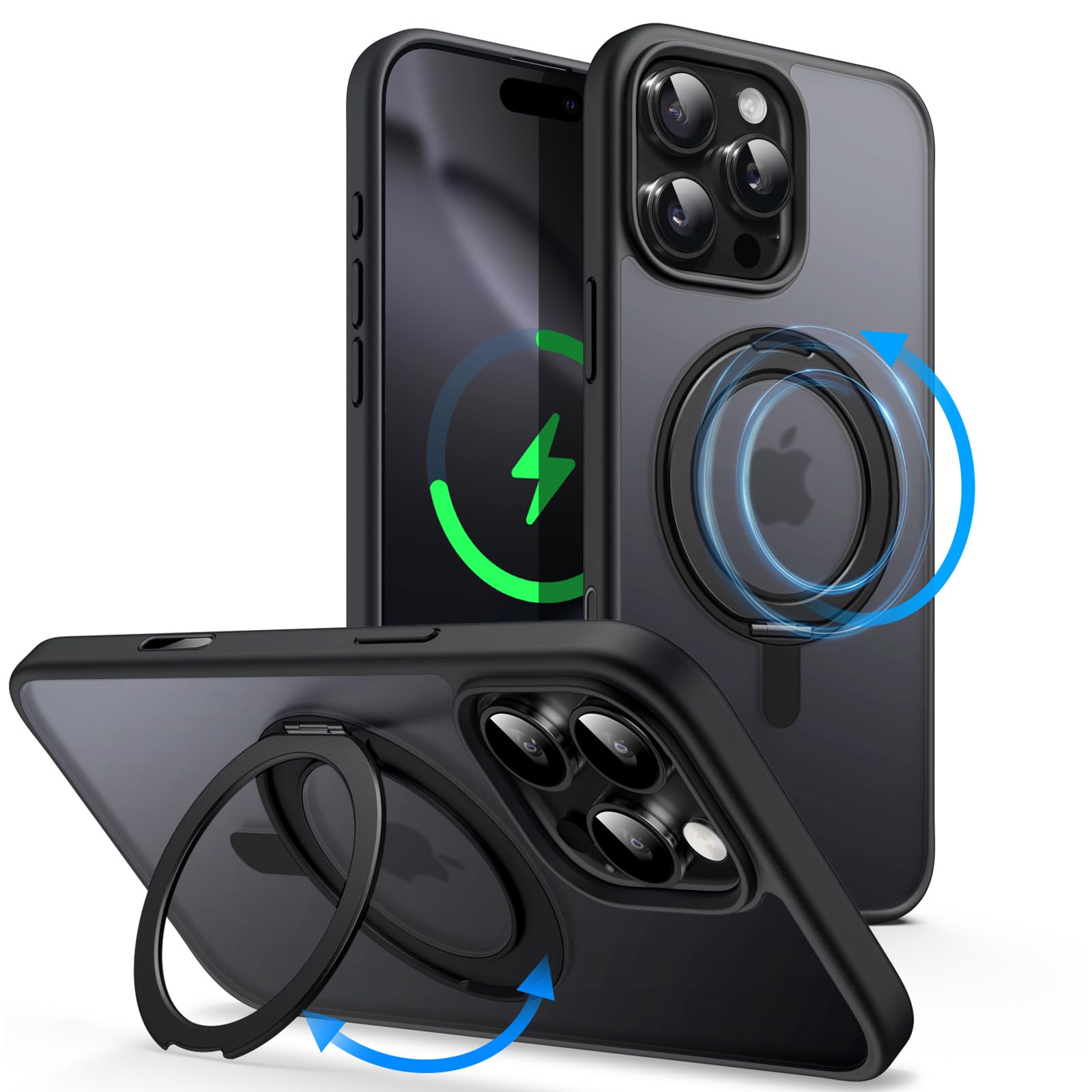 JETech 360 Degree Rotatable Ring Case for iPhone 16 Pro 6.3-Inch