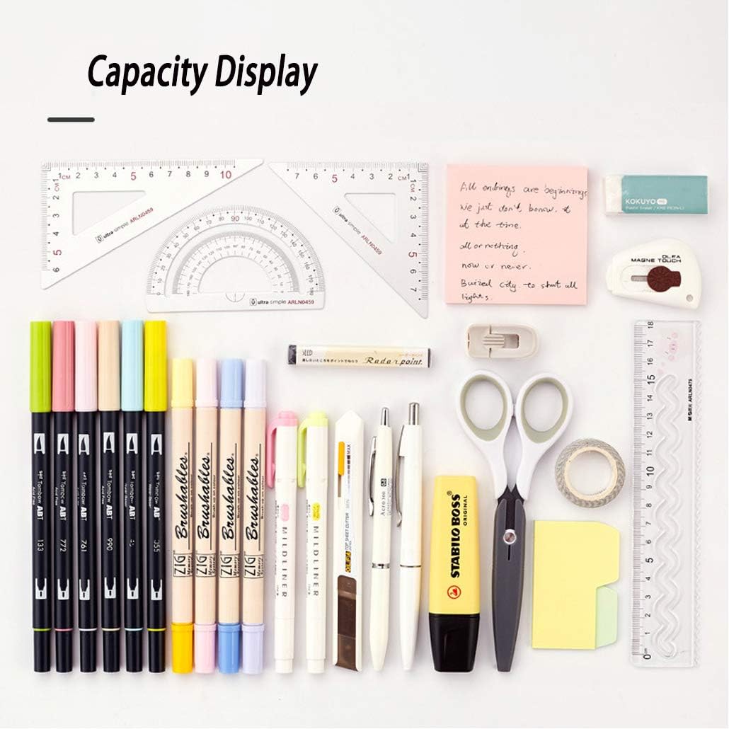 iSuperb 2 Layer Standing Pencil Case Phone Support Stand Up Pen Pouch Fold Down Pen Houder Double Pen Holder with Zipper - Image 4
