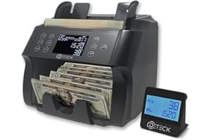 DETECK DT500 Mixed Denomination Money Counter, Multi Currency, Bill Counter 2CIS/UV/IR/MG/MT Counterfeit Detection, Cash Counter Serial Number, Printer Enabled