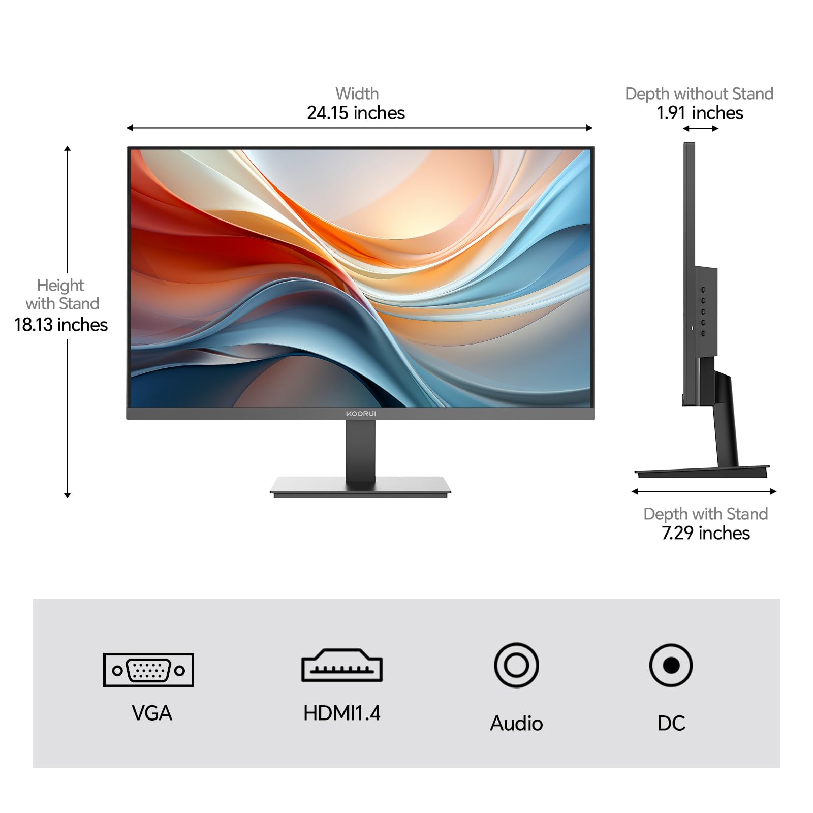 Koorui E2711K 27 Inch Fhd Monitor, Gaming 144Hz, Ips Computer Monitors, 1080P Pc Screen, Adaptive Sync, 5Ms, Vesa 100X100Mm, Eye Care, Hdmi, Vga - View 7
