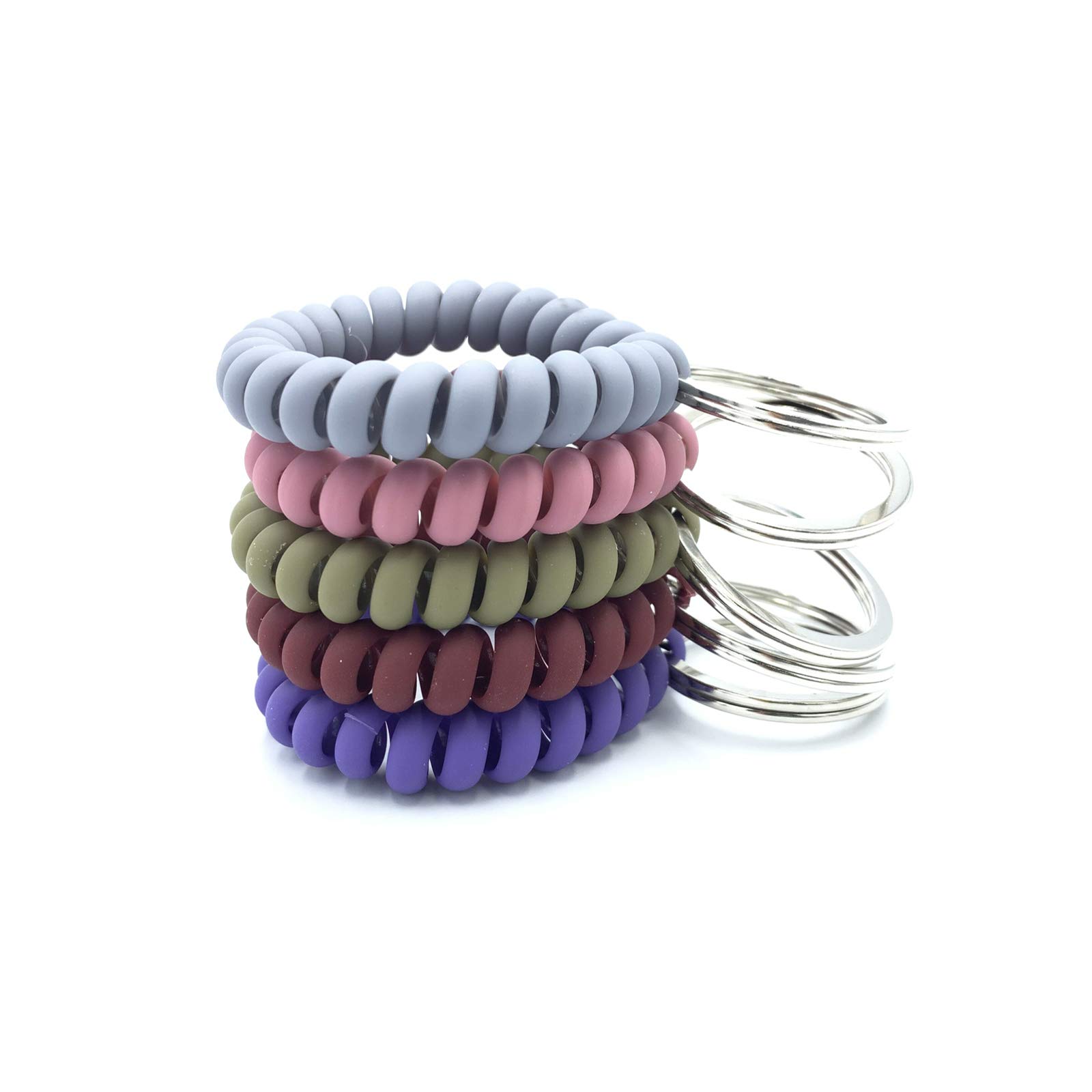 FRUTA Plastic Coil Stretch Wristband Keychain Elastic Stretchable Spiral Coil Wrist Keychain Key Holder Key Hook Bracelet Key Ring Chain for Gym Pool ID Badge and Outdoor Sports Activities,- One Size
