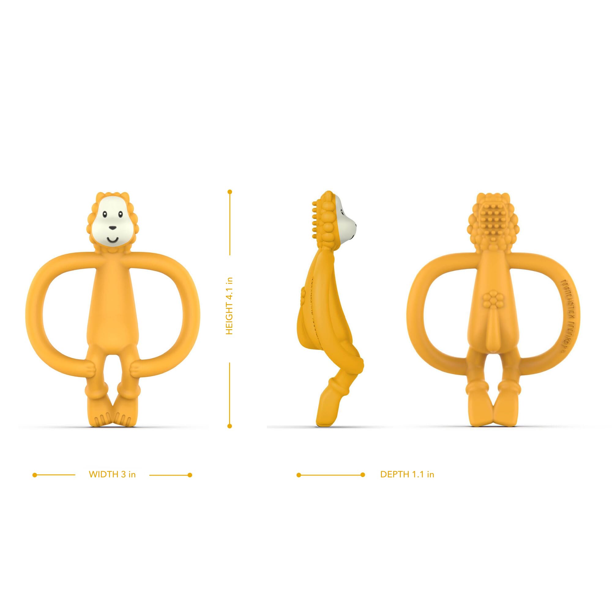 Matchstick Monkey Animal Silicone Teether for Baby 3 Months+, Easy to Hold & Naturally Fits in Mouth, BPA-Free Food Grade w/BioCote Protection, Stimulates & Massages Sore Gums, Ludo Lion