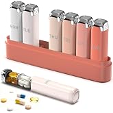 AOMKES Weekly Pill Organizer 3 Times A Day, 7 Day Travel Pill Box, Pink | Pill Organizer 3X a Day for Women, Compact, Portable, Detachable Compartments, For Vitamins and Supplements