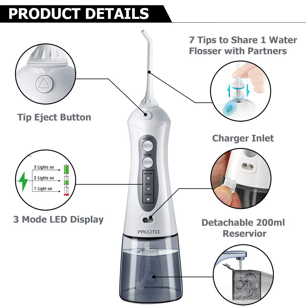Cordless Water Flosser Newest 2020 Professional Advanced Dental Water Pick Oral Irrigator Portable Rechargeable Travel Water Jet Ipx7 Waterproof