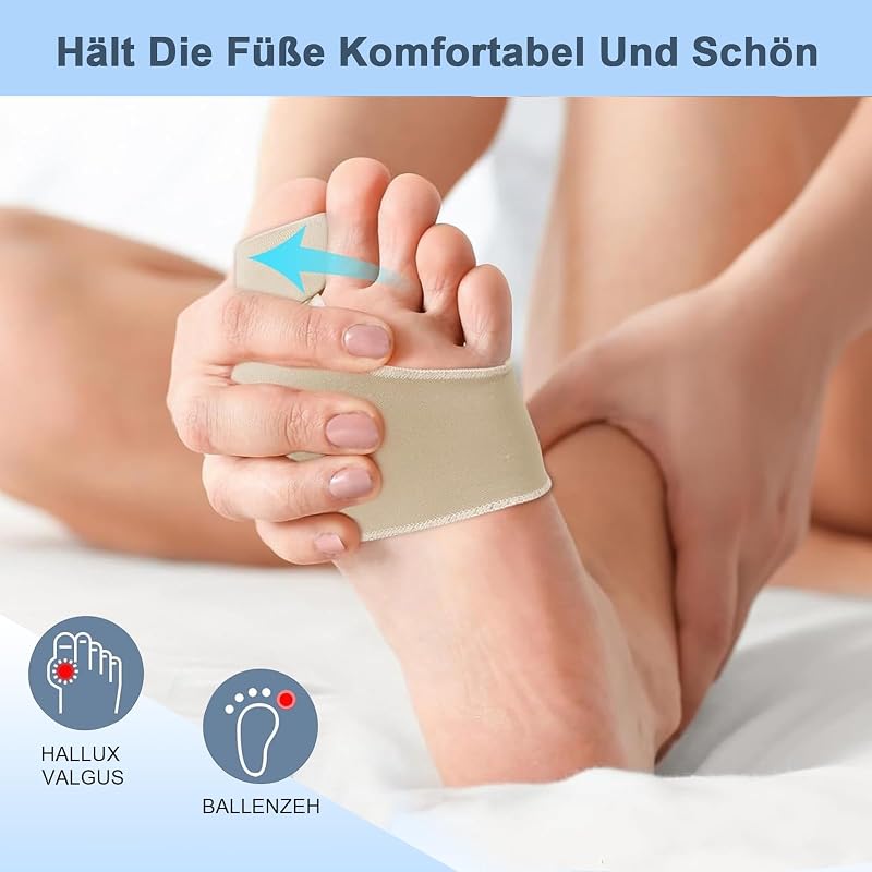 Chaussettes séparateurs d'orteils avec coussinets en gel doux – 2 pièces, respirantes et confortables pour l'avant-pied et les doigts, unisexe, taille 35-45, couleur chair