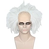 Linfairy Unisex Short Bald Wig Halloween Costume Wig for Adult Silver