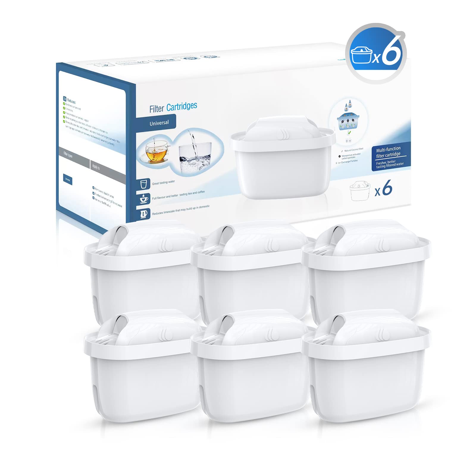 浄水ポット用カートリッジ IDOGEE ブリタ 互換用 【ブリタ マクストラ BRITA MAXTRA】 新旧型ポート対応 高除去 浄水ポット用 フィルター プレゼント 日本仕様 6個セット の商品画像