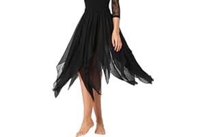 FEESHOW Womens Chiffon Long Dance Skirts High-Low Lyrical Dance Costumes Side Split Skirts