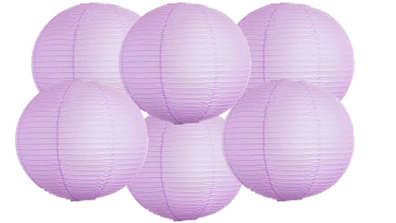 Paper Lanterns Mix Color Packs of 6 Round Paper Lanterns Lampshade Party Decorations (Lilac, 4" (10 Cm)) — image 1
