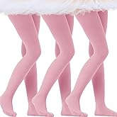 Citystl Ballet Tights for Girls - 3 Pairs, Multiple Colors, Cotton School Dress Tights