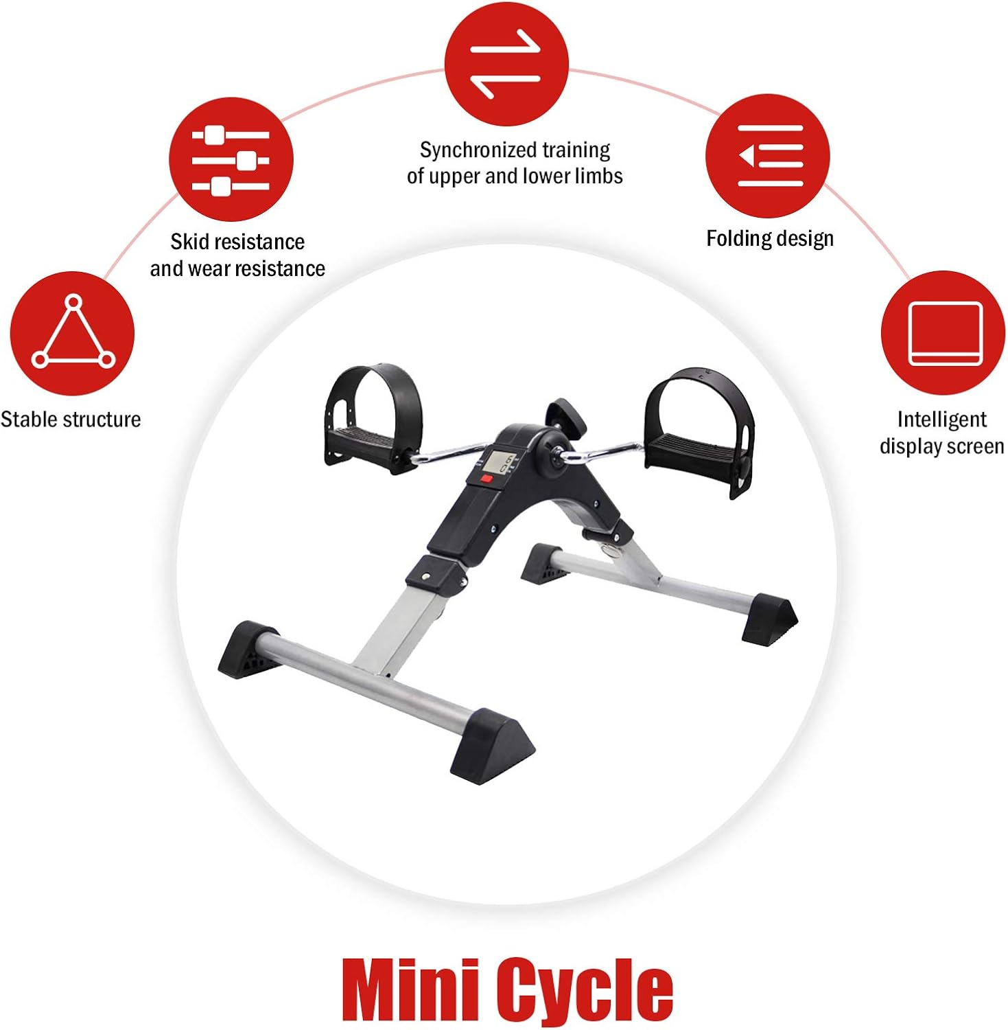 MBB Under Desk Cycle,Folding Pedal Exerciser,Mini Stationary Bike,Leg and Arm Exerciser Complimentary Triangle Anti - Slip Rubber Cover and Anti - Slip Pad: Health & Personal Care