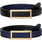 SUOSDEY Women Reversible Leather Belts for Jeans Pants Dresses Ladies Fashion Belts with Gold Buckle, 0.9" Width