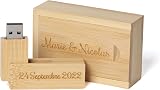 RXFSP Personalised Engraved Bamboo Wood USB Flash Drive 8GB - Wedding Gift